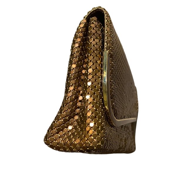 VINTAGE Bronze Metal Mesh Purse Handbag Bag Disco Envelope Clutch X Body - Picture 3 of 7